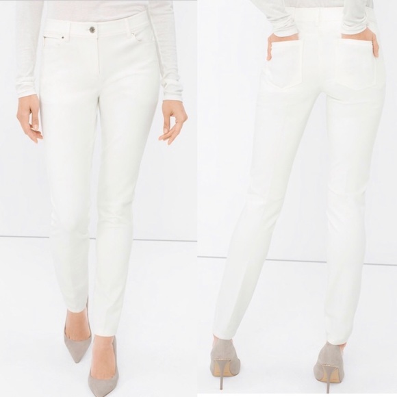 WHBM PONTE KNIT SKINNY PANTS in Ecru | Sz 2L - Picture 7 of 7